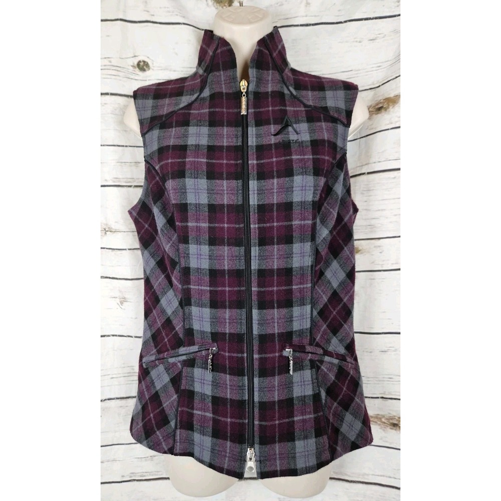 Arista Equestrian Vest Jacket S Purple Plaid Zip Up Womens Riding Horse Bit